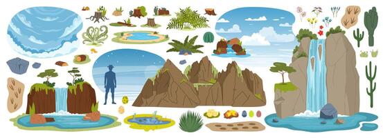 Jurassic dinosaur era environment game asset vector