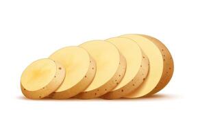 Realistic 3d raw sliced potato ready for cooking vector
