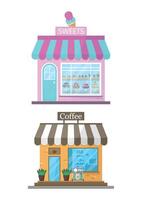 Sweets and cafe building icon isolated on white background. Food and drink concept. vector