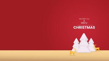Festive Christmas Greeting with Reindeer and Snowy Trees for christmas background vector