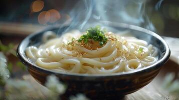 araffy noodles in a bowl with a sprinkled parsley photo