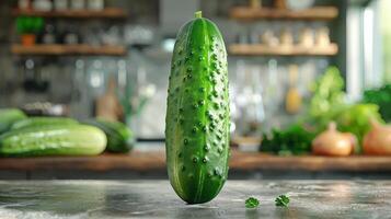 a cucumber that is sitting on a counter photo
