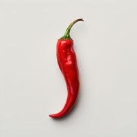 A ripe, red pepper with a smooth surface, placed on a white background. photo