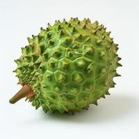 A large, vibrant green burrata fruit is pictured in a white setting. photo