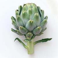 Blooming artichoke bud, pruned for optimal growth. photo