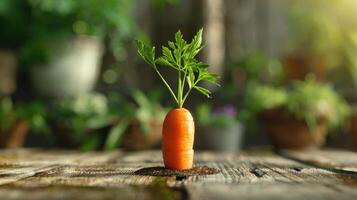 a carrot that is sitting on a table photo