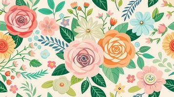 a floral pattern with many different flowers vector