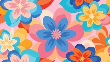 a colorful pattern with flowers on a pink background vector
