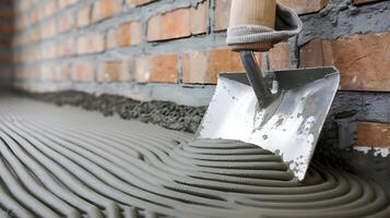 A person is using a shovel to pour concrete photo