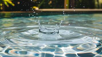 A water drop splashing into a pool photo