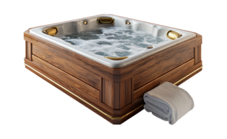 Luxurious Spa Tub with Bubbles and Towel png