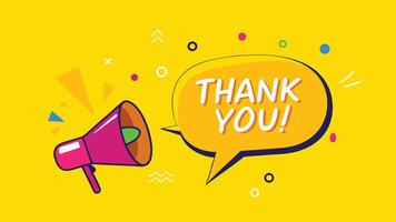 thank you speech bubble with megaphone on yellow background vector