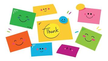 thank you note with smiley faces and words vector