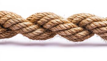 Natural fibers make strong, versatile rope. A close-up view of intertwined natural fibers forming a strong, durable rope for diverse applications in everyday life. photo