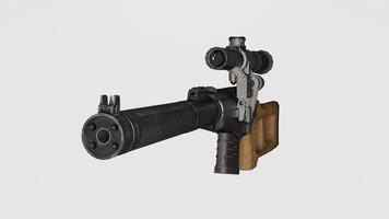 A gun with a scope on it is shown photo