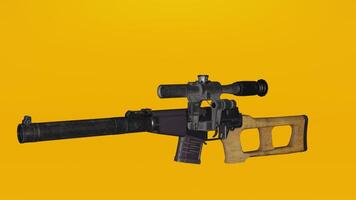 A gun with a scope on it on a yellow background photo