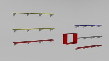 A 3d rendering of a shelf with different colors photo