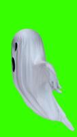 ghost in a white sheet with green background photo