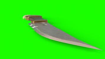 metal sharp knife with green background photo