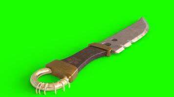 metal sharp knife with green background photo