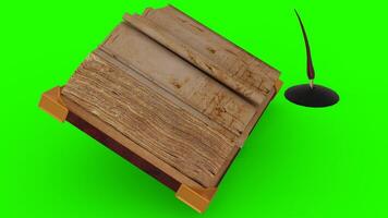 old book with pen with green background photo