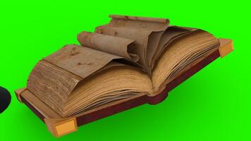 old book with pen with green background photo