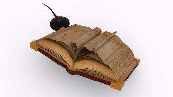 old book with pen with white background photo