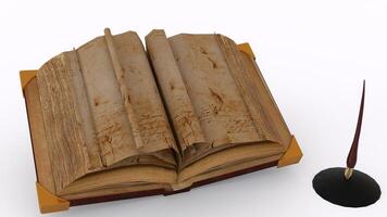 old book with pen with white background photo