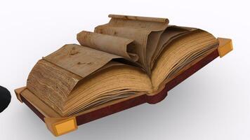 old book with pen with white background photo