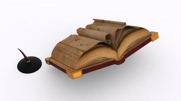old book with pen with white background photo