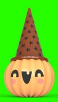 pumpkin with hat with green background photo