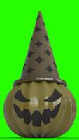 pumpkin with hat with green background photo