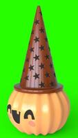 pumpkin with hat with green background photo