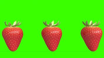 three strawberry with green background photo