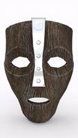 the wooden mask with white background photo