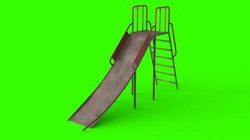 abandoned children slide with green background photo