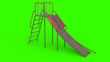 abandoned children slide with green background photo