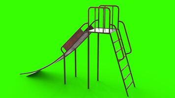abandoned children slide with green background photo