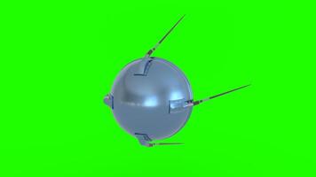 Artificial satellite with green background photo
