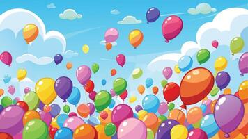 many colorful balloons are flying in the sky vector