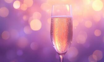 A glass of champagne with bubbles in it photo