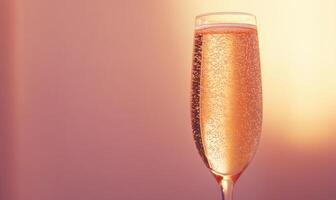 A glass of champagne with bubbles in it photo