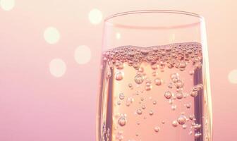 A glass of champagne with bubbles in it photo