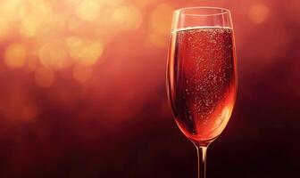 A glass of red wine with bubbles in it photo