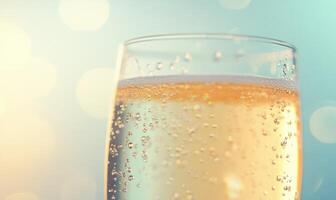A glass of champagne with bubbles in it photo