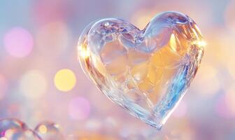 A heart made of glass is floating in the air photo