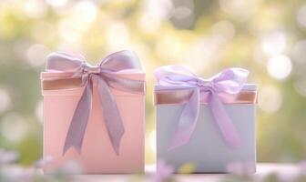 Two boxes with bows on them photo