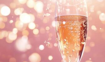 A champagne glass with bubbles in it photo