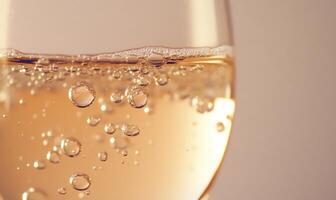 A glass of wine with bubbles in it photo