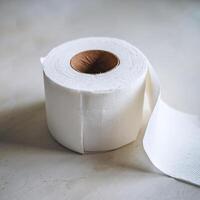 Roll of toilet paper slightly unraveled, revealing its soft texture and core For Social Media Post Size photo
